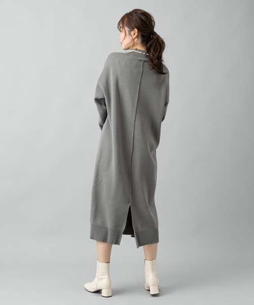 prose verse(プロズヴェール)の「バックスリットニットワンピ(ワンピース・レディース・キャメル/グレー/グリーン/ブラック・フリ-)」の15枚目の写真