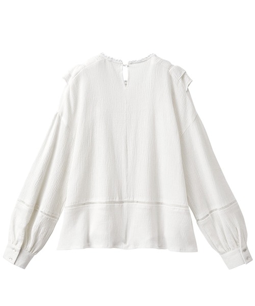 GeeRA（ジーラ）の「レース使いフリルブラウス（シャツ/ブラウス・レディース・オフホワイト/ブラック・LARGE/MEDIUM/X-LARGE）」の5枚目の写真