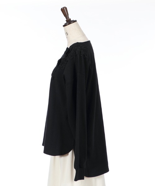 axes femme（アクシーズファム）の「立体モチーフレースＰＯ（Tシャツ/カットソー・レディース・サックスブルー/ブラック/ベージュ・MEDIUM）」の5枚目の写真
