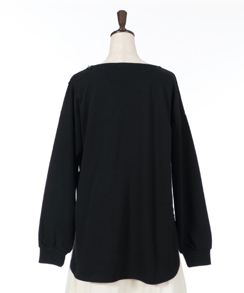 axes femme（アクシーズファム）の「立体モチーフレースＰＯ（Tシャツ/カットソー・レディース・サックスブルー/ブラック/ベージュ・MEDIUM）」の6枚目の写真