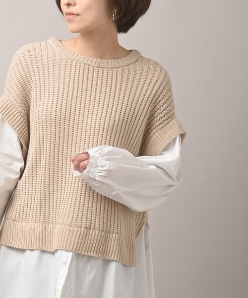 rps(アールピーエス)の「リブニットレイヤー風ブラウス(ニット/セーター・レディース・ブラック/杢グレー/ベージュ・M)」の11枚目の写真