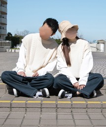 ケーブルニットルーズベスト(ユニセックス)
