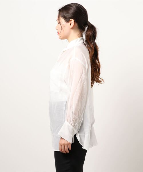 reca（レカ）の「シアーボイルCPOシャツ（シャツ/ブラウス・レディース・オフホワイト/イエロー/グレイッシュベージュ・M）」の5枚目の写真