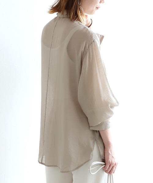 reca（レカ）の「シアーボイルCPOシャツ（シャツ/ブラウス・レディース・オフホワイト/イエロー/グレイッシュベージュ・M）」の7枚目の写真