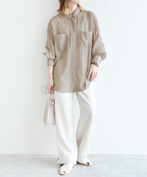 reca（レカ）の「シアーボイルCPOシャツ（シャツ/ブラウス・レディース・オフホワイト/イエロー/グレイッシュベージュ・M）」の8枚目の写真