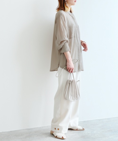 reca（レカ）の「シアーボイルCPOシャツ（シャツ/ブラウス・レディース・オフホワイト/イエロー/グレイッシュベージュ・M）」の10枚目の写真