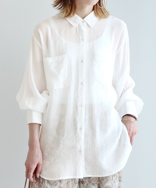 reca（レカ）の「シアーボイルCPOシャツ（シャツ/ブラウス・レディース・オフホワイト/イエロー/グレイッシュベージュ・M）」の13枚目の写真