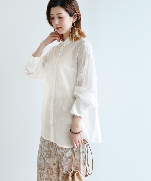 reca（レカ）の「シアーボイルCPOシャツ（シャツ/ブラウス・レディース・オフホワイト/イエロー/グレイッシュベージュ・M）」の14枚目の写真