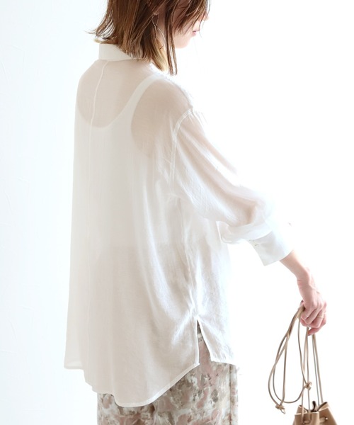 reca（レカ）の「シアーボイルCPOシャツ（シャツ/ブラウス・レディース・オフホワイト/イエロー/グレイッシュベージュ・M）」の15枚目の写真