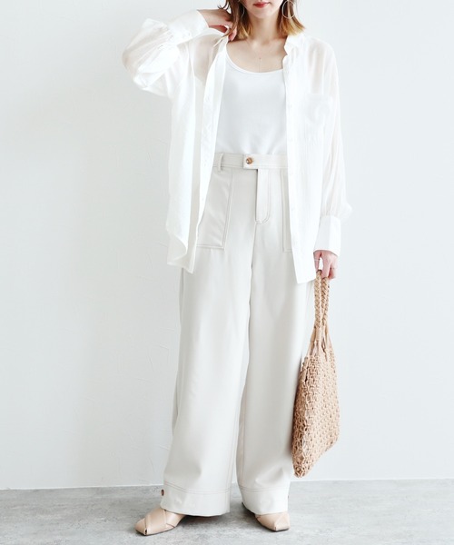 reca（レカ）の「シアーボイルCPOシャツ（シャツ/ブラウス・レディース・オフホワイト/イエロー/グレイッシュベージュ・M）」の18枚目の写真