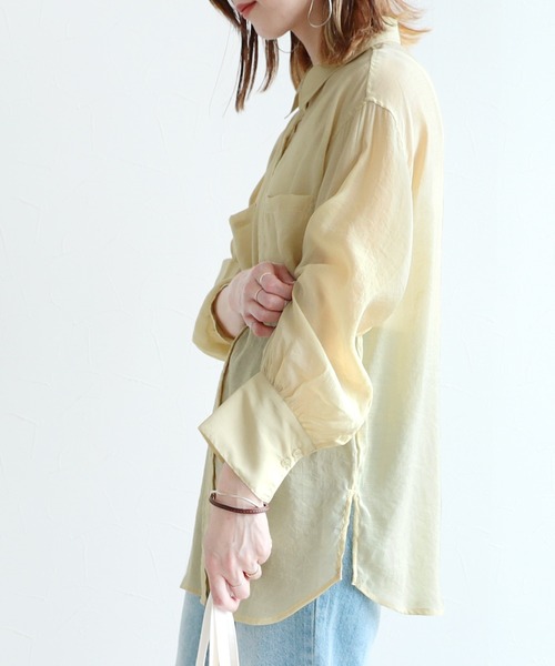 reca（レカ）の「シアーボイルCPOシャツ（シャツ/ブラウス・レディース・オフホワイト/イエロー/グレイッシュベージュ・M）」の20枚目の写真