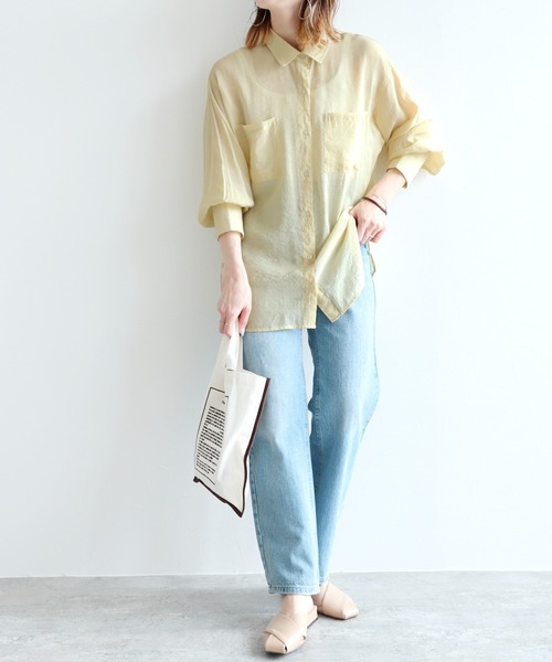 reca（レカ）の「シアーボイルCPOシャツ（シャツ/ブラウス・レディース・オフホワイト/イエロー/グレイッシュベージュ・M）」の21枚目の写真