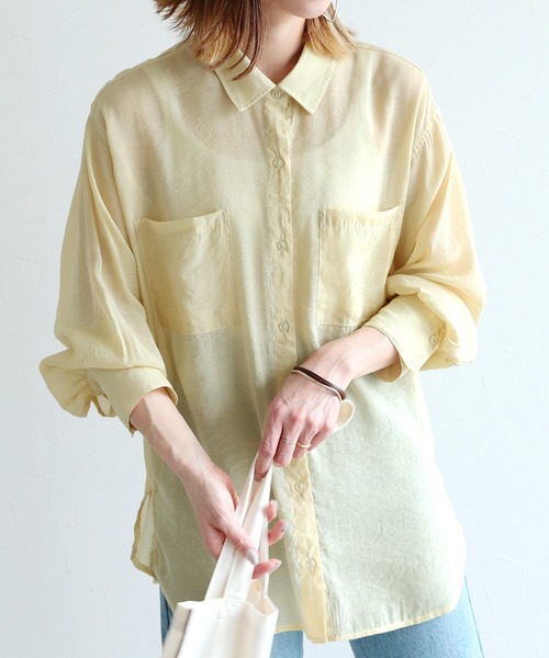 reca（レカ）の「シアーボイルCPOシャツ（シャツ/ブラウス・レディース・オフホワイト/イエロー/グレイッシュベージュ・M）」の22枚目の写真
