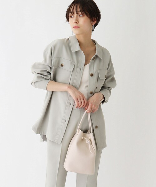 OPAQUE.CLIP(オペークドットクリップ)の「◆シュリンククルミハトメ巾着バッグ【軽量】(ショルダーバッグ・レディース・ブラック/オフホワイト/ベージュ/レンガ・00)」の20枚目の写真