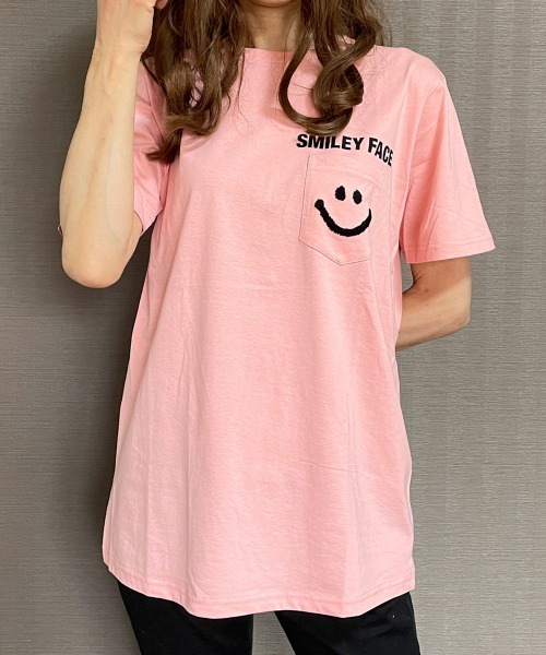 GGD（ジージーディー）の「SMILEYFACE カラフル タイダイ クルーネック 半袖Tシャツ COOL&DRY（Tシャツ/カットソー・レディース・ホワイト系その他/ネイビー系/ホワイト/ブラック系その他/グリーン/ブラック/ネイビー系1/グリーン系その他/ブラック系その他3/ピンク/ホワイト系その他3/ベージュ・M/LL/L）」の12枚目の写真