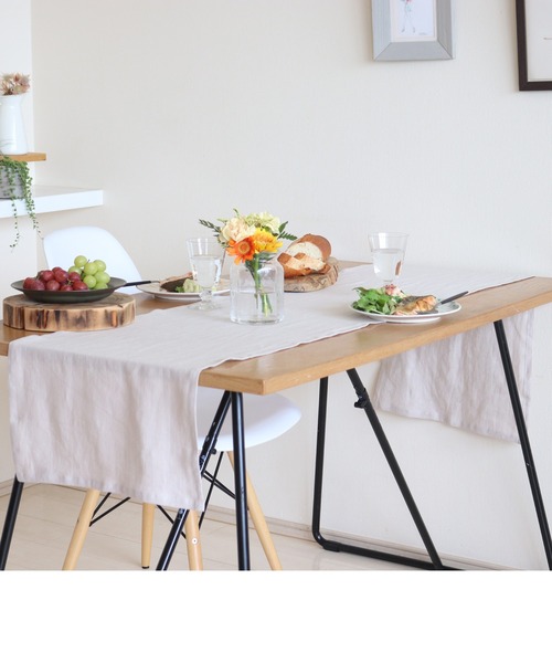 Jubilee（ジュビリー）の「洗いざらし 天然麻 100% ストーンウォッシュ 吸水速乾 テーブルランナー（ランチョンマット/テーブルウェア・レディース・キャメル/マスタード/レッド/ナチュラル/ブラック/バーガンディー/カーキ/グレー/グレイッシュベージュ/ネイビー/ローズ/ホワイト/スカイブルー/ブラウン/ブルー・FREE）」の5枚目の写真