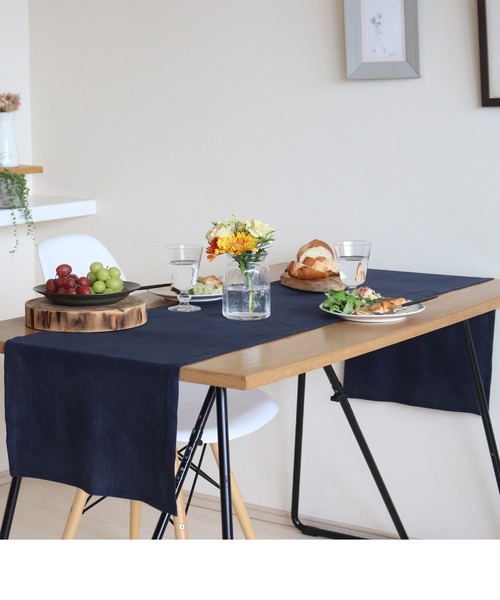 Jubilee（ジュビリー）の「洗いざらし 天然麻 100% ストーンウォッシュ 吸水速乾 テーブルランナー（ランチョンマット/テーブルウェア・レディース・キャメル/マスタード/レッド/ナチュラル/ブラック/バーガンディー/カーキ/グレー/グレイッシュベージュ/ネイビー/ローズ/ホワイト/スカイブルー/ブラウン/ブルー・FREE）」の9枚目の写真