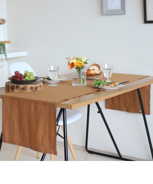 Jubilee（ジュビリー）の「洗いざらし 天然麻 100% ストーンウォッシュ 吸水速乾 テーブルランナー（ランチョンマット/テーブルウェア・レディース・キャメル/マスタード/レッド/ナチュラル/ブラック/バーガンディー/カーキ/グレー/グレイッシュベージュ/ネイビー/ローズ/ホワイト/スカイブルー/ブラウン/ブルー・FREE）」の12枚目の写真