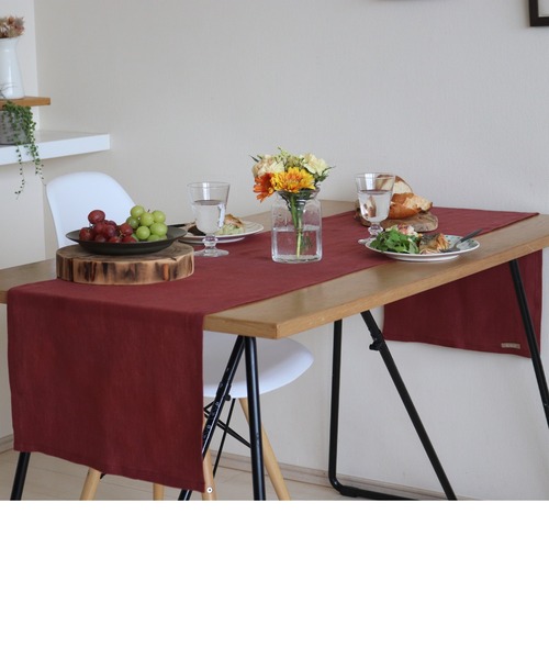 Jubilee（ジュビリー）の「洗いざらし 天然麻 100% ストーンウォッシュ 吸水速乾 テーブルランナー（ランチョンマット/テーブルウェア・レディース・キャメル/マスタード/レッド/ナチュラル/ブラック/バーガンディー/カーキ/グレー/グレイッシュベージュ/ネイビー/ローズ/ホワイト/スカイブルー/ブラウン/ブルー・FREE）」の14枚目の写真