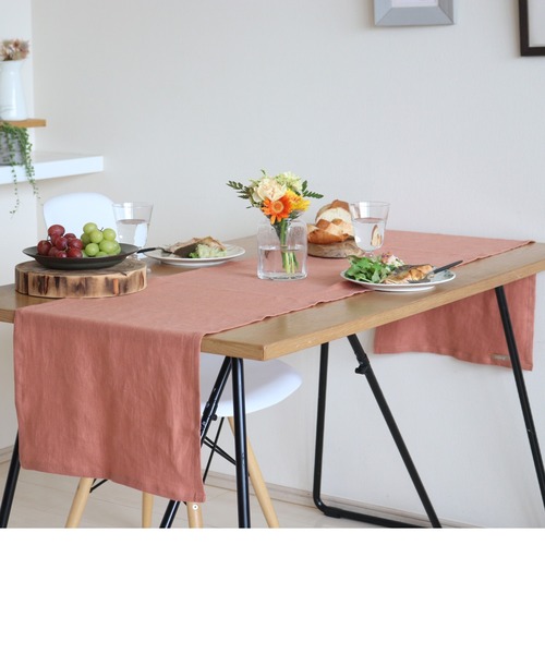 Jubilee（ジュビリー）の「洗いざらし 天然麻 100% ストーンウォッシュ 吸水速乾 テーブルランナー（ランチョンマット/テーブルウェア・レディース・キャメル/マスタード/レッド/ナチュラル/ブラック/バーガンディー/カーキ/グレー/グレイッシュベージュ/ネイビー/ローズ/ホワイト/スカイブルー/ブラウン/ブルー・FREE）」の15枚目の写真