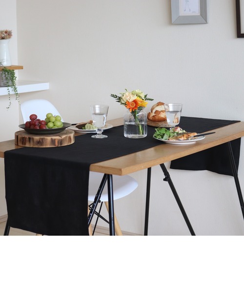 Jubilee（ジュビリー）の「洗いざらし 天然麻 100% ストーンウォッシュ 吸水速乾 テーブルランナー（ランチョンマット/テーブルウェア・レディース・キャメル/マスタード/レッド/ナチュラル/ブラック/バーガンディー/カーキ/グレー/グレイッシュベージュ/ネイビー/ローズ/ホワイト/スカイブルー/ブラウン/ブルー・FREE）」の3枚目の写真