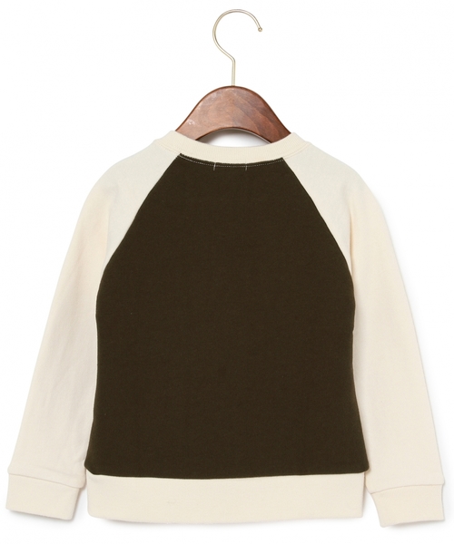 green label relaxing（グリーンレーベルリラクシング）の「【KIDS】ウラケ SMILE ラグラン ロングスリーブ（スウェット・キッズ・オリーブ/ネイビー・95/125/115/105/135）」の3枚目の写真