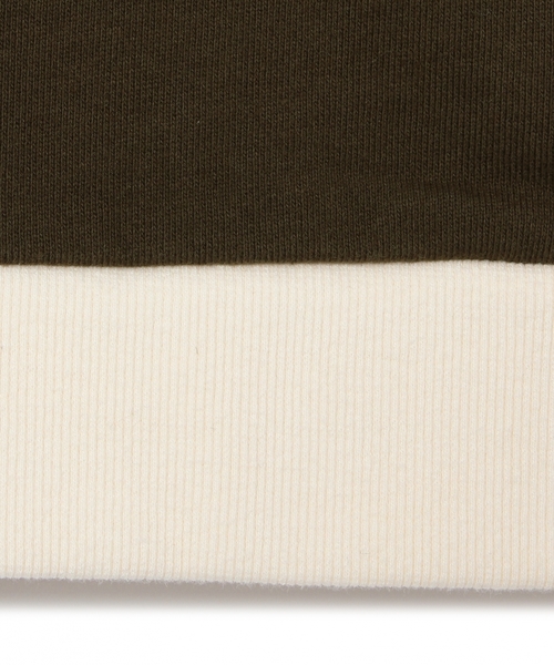 green label relaxing（グリーンレーベルリラクシング）の「【KIDS】ウラケ SMILE ラグラン ロングスリーブ（スウェット・キッズ・オリーブ/ネイビー・95/125/115/105/135）」の6枚目の写真