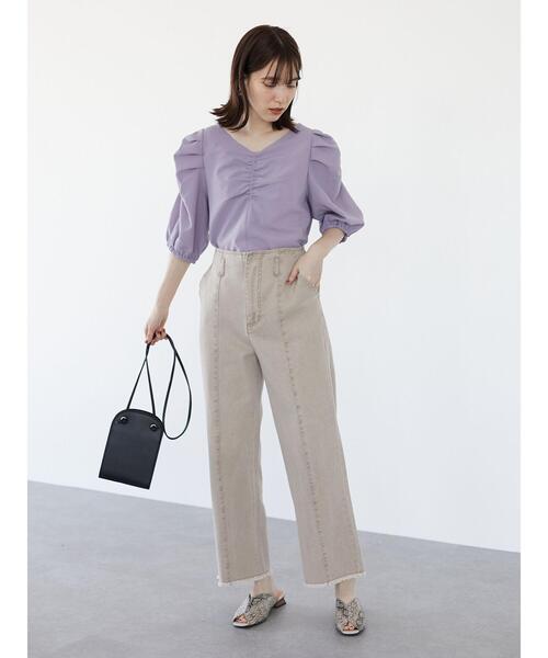 ELENCARE DUE(エレンカーレデュエ)の「・ELENCARE DUE 2wayジャカードブラウス*(シャツ/ブラウス・レディース・ブラック/パープル/イエロー/アイボリー・FREE)」の9枚目の写真