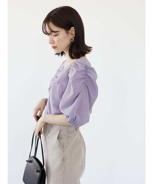 ELENCARE DUE(エレンカーレデュエ)の「・ELENCARE DUE 2wayジャカードブラウス*(シャツ/ブラウス・レディース・ブラック/パープル/イエロー/アイボリー・FREE)」の11枚目の写真