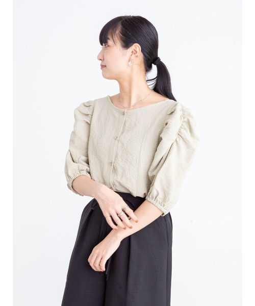 ELENCARE DUE(エレンカーレデュエ)の「・ELENCARE DUE 2wayジャカードブラウス*(シャツ/ブラウス・レディース・ブラック/パープル/イエロー/アイボリー・FREE)」の6枚目の写真