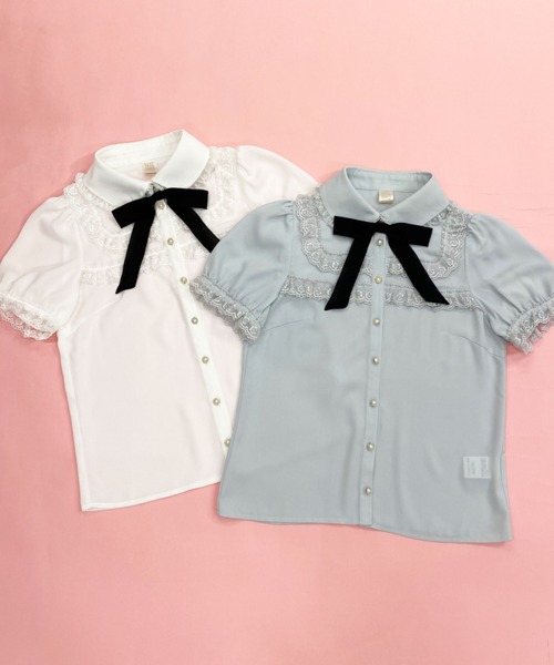 Secret Honey（シークレットハニー）の「ダブルレースヨークブラウス（シャツ/ブラウス・レディース・オフホワイト/ライトブルー・MEDIUM）」の6枚目の写真