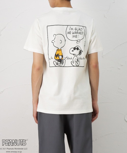 PEANUTS(ピーナッツ)の「バックプリント 半袖Tシャツ(Tシャツ/カットソー・メンズ・ピンク/ホワイト/ブルー・XL/M/L)」の2枚目の写真