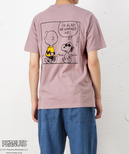 PEANUTS(ピーナッツ)の「バックプリント 半袖Tシャツ(Tシャツ/カットソー・メンズ・ピンク/ホワイト/ブルー・XL/M/L)」の1枚目の写真