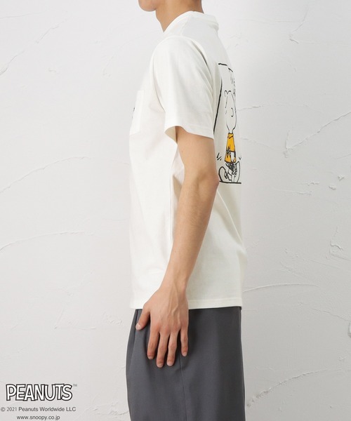 PEANUTS(ピーナッツ)の「バックプリント 半袖Tシャツ(Tシャツ/カットソー・メンズ・ピンク/ホワイト/ブルー・XL/M/L)」の9枚目の写真