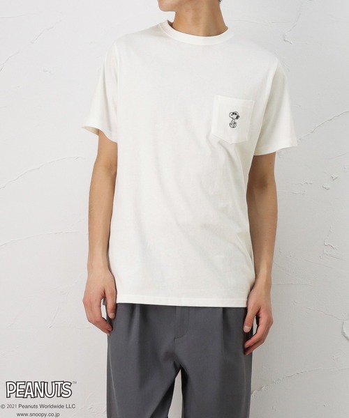 PEANUTS(ピーナッツ)の「バックプリント 半袖Tシャツ(Tシャツ/カットソー・メンズ・ピンク/ホワイト/ブルー・XL/M/L)」の6枚目の写真