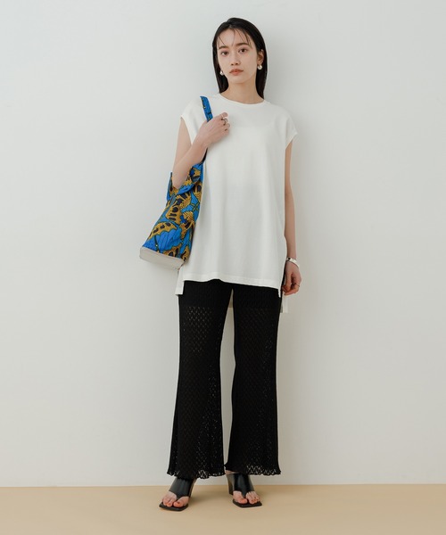 ADAM ET ROPE'(アダムエロペ)の「【ZOZO限定】プリーツレースイージーパンツ(その他パンツ・レディース・ブラック/キナリ・FREE)」の4枚目の写真