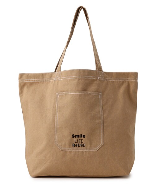 SHOO・LA・RUE(シューラルー)の「◆リサイクルトートバッグBIG(前ポケット)(トートバッグ・レディース・オレンジ/アイボリー/イエロー/ネイビー/ベージュ・00)」の1枚目の写真