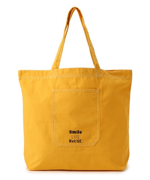 SHOO・LA・RUE(シューラルー)の「◆リサイクルトートバッグBIG(前ポケット)(トートバッグ・レディース・オレンジ/アイボリー/イエロー/ネイビー/ベージュ・00)」の4枚目の写真