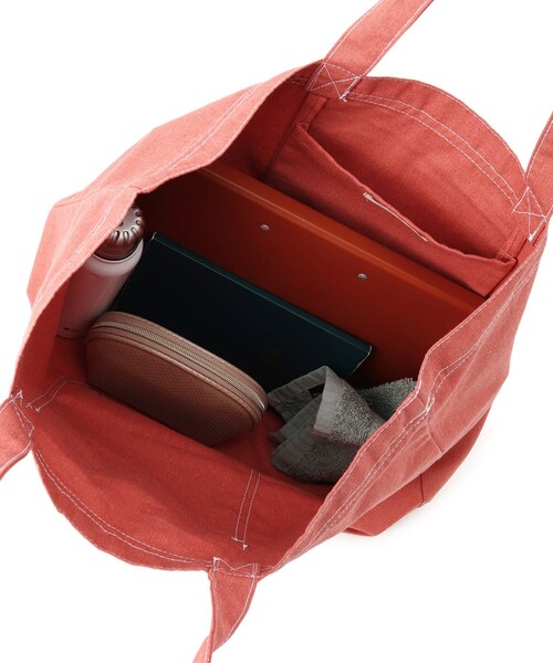 SHOO・LA・RUE(シューラルー)の「◆リサイクルトートバッグBIG(前ポケット)(トートバッグ・レディース・オレンジ/アイボリー/イエロー/ネイビー/ベージュ・00)」の10枚目の写真