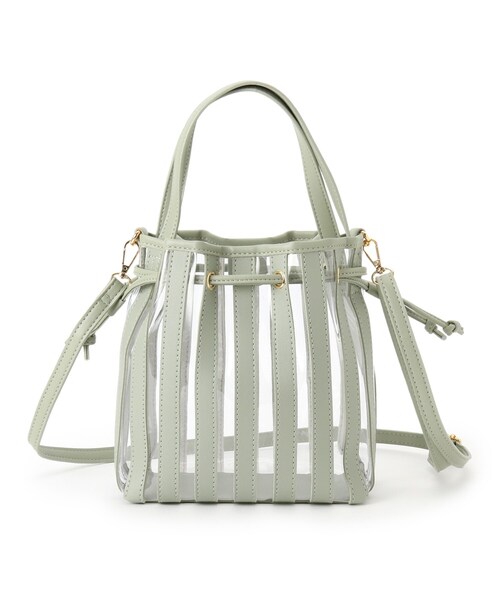 AG by aquagirl（エージーバイアクアガール）の「◆PVCストライプ巾着ショルダー（ショルダーバッグ・レディース・ブラック/グレー/ライトグリーン・00）」の14枚目の写真