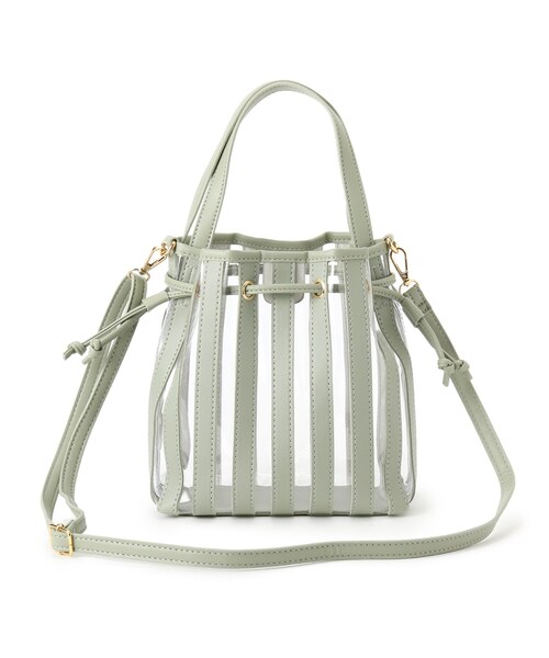 AG by aquagirl（エージーバイアクアガール）の「◆PVCストライプ巾着ショルダー（ショルダーバッグ・レディース・ブラック/グレー/ライトグリーン・00）」の11枚目の写真