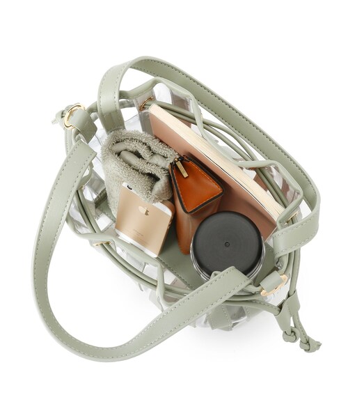 AG by aquagirl（エージーバイアクアガール）の「◆PVCストライプ巾着ショルダー（ショルダーバッグ・レディース・ブラック/グレー/ライトグリーン・00）」の17枚目の写真