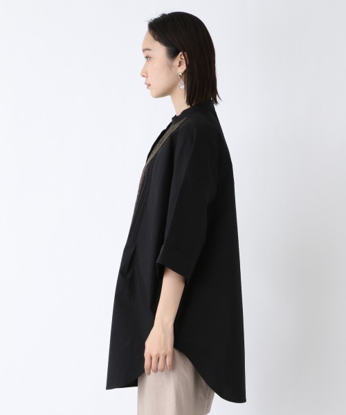 JEANASIS（ジーナシス）の「ジャガードコンビチュニックSS/950911（シャツ/ブラウス・レディース・ホワイト/ブラック/カーキ・FREE）」の9枚目の写真