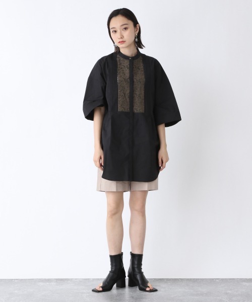 JEANASIS（ジーナシス）の「ジャガードコンビチュニックSS/950911（シャツ/ブラウス・レディース・ホワイト/ブラック/カーキ・FREE）」の5枚目の写真