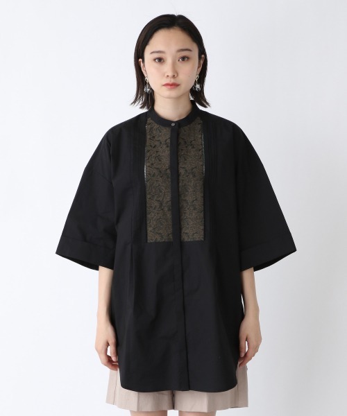 JEANASIS（ジーナシス）の「ジャガードコンビチュニックSS/950911（シャツ/ブラウス・レディース・ホワイト/ブラック/カーキ・FREE）」の8枚目の写真