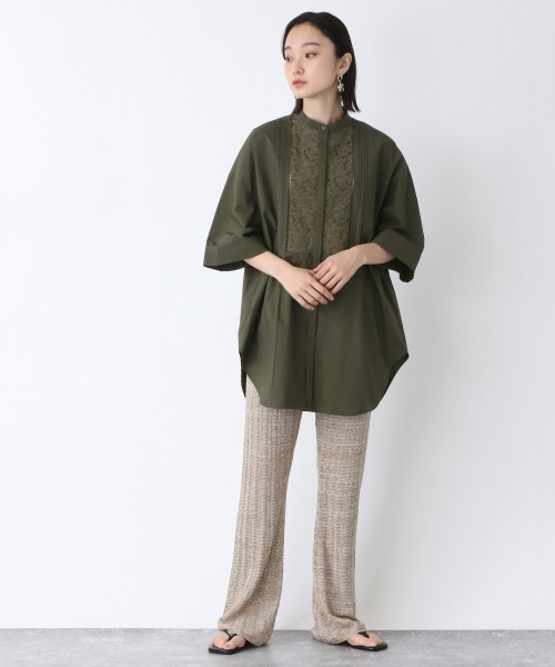 JEANASIS（ジーナシス）の「ジャガードコンビチュニックSS/950911（シャツ/ブラウス・レディース・ホワイト/ブラック/カーキ・FREE）」の6枚目の写真