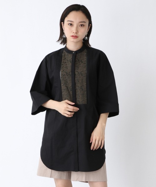 JEANASIS（ジーナシス）の「ジャガードコンビチュニックSS/950911（シャツ/ブラウス・レディース・ホワイト/ブラック/カーキ・FREE）」の20枚目の写真