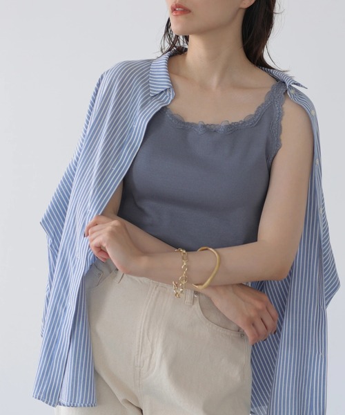 AMERICAN HOLIC（アメリカンホリック）の「モチーフレースタンクトップ　＊（タンクトップ・レディース・アイボリー/ライトベージュ/ブラック/ブルー・M/L）」の4枚目の写真