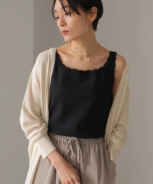 AMERICAN HOLIC（アメリカンホリック）の「モチーフレースタンクトップ　＊（タンクトップ・レディース・アイボリー/ライトベージュ/ブラック/ブルー・M/L）」の2枚目の写真