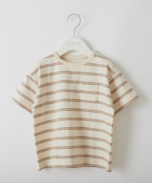 CIAOPANIC TYPY(チャオパニックティピー)の「【KIDS】レトロボーダー 5分袖ポケットTee(Tシャツ/カットソー・キッズ・ピンク/アイボリー/ミント・SMALL/MEDIUM/LARGE/X-LARGE/XX-LARGE)」の2枚目の写真